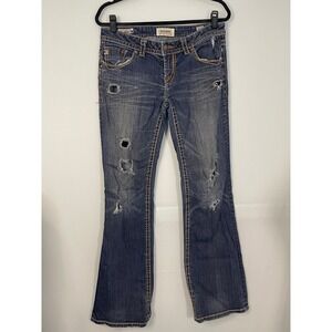 MEK DENIM LAS TUNAS Boot Cut Jeans‎ Women's Size 29x32 Distressed Medium Wash